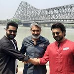 R R R Team With Kolkata Press at the Howrah Bridge