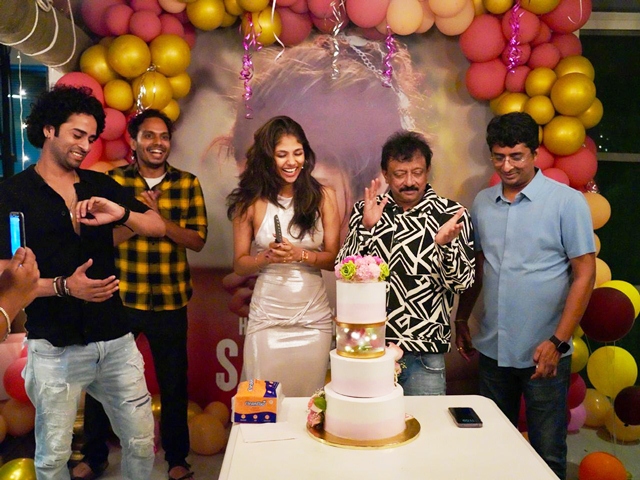 Saree Movie Heroine Aaradhya Devi Birthday Celebration At RGV Den